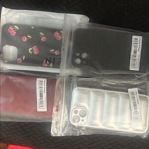 Cherry and Solid Color Phone Cases Set